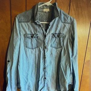 Light Blue Denim Button-Up Shirt